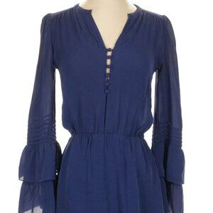 Parker Bell Sleeve Silk Navy Blue Dress (Size S)